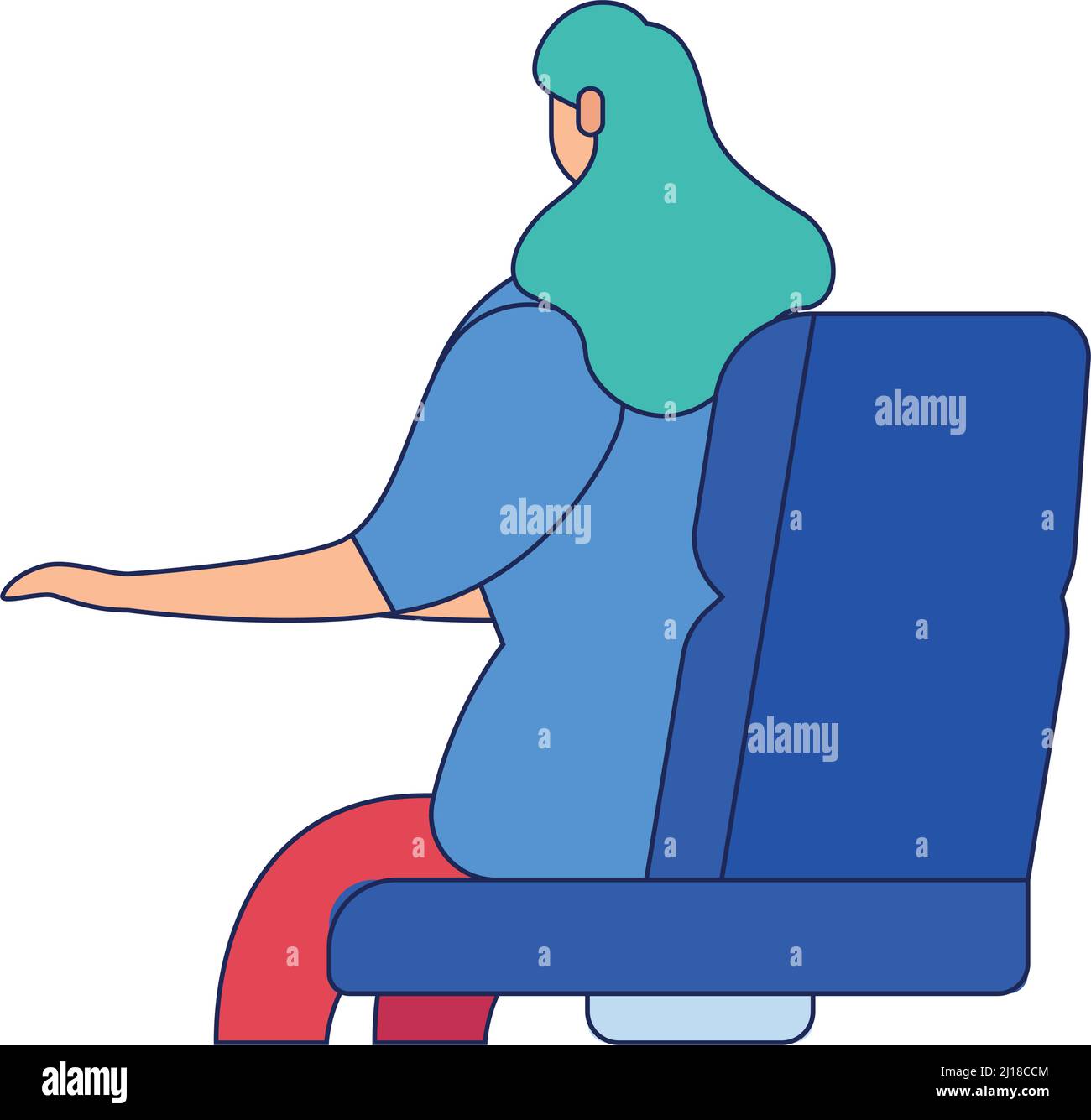 Isolated female character sitting on a chair flat design icon Vector ...