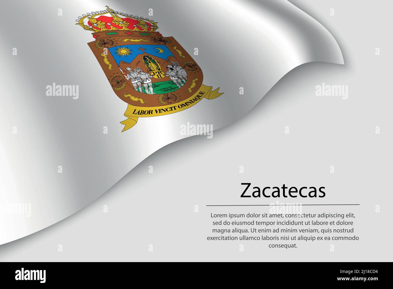 Wave flag of Zacatecas is a region of Mexico. Banner or ribbon vector template Stock Vector