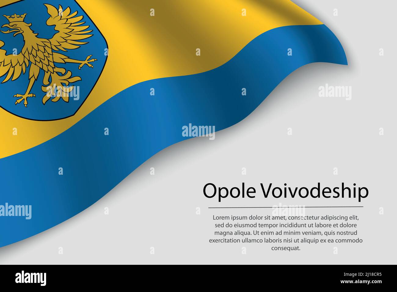 Wave flag of Opole Voivodeship is a region of Poland. Banner or ribbon vector template Stock Vector