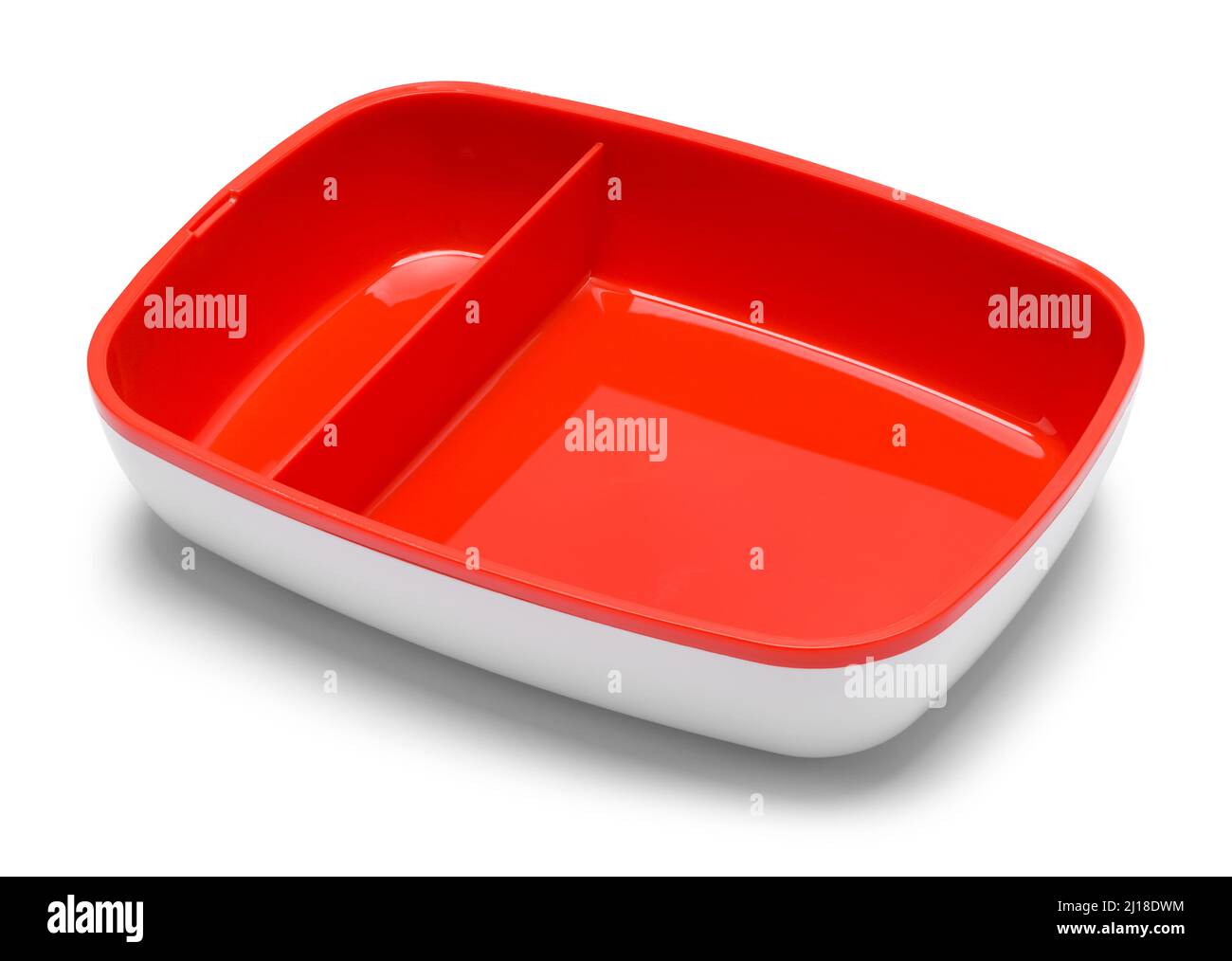 Red Food Tray Cut Out on White. Stock Photo