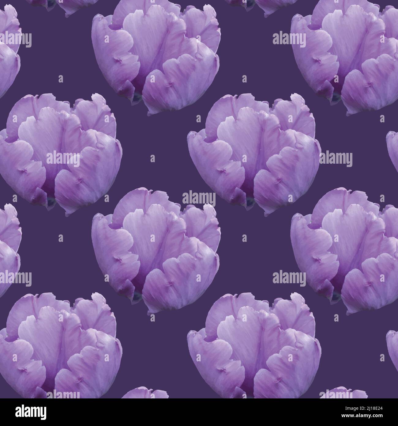 Vector seamless pattern with tulips. Seamless texture with purple tulips. Stock Vector