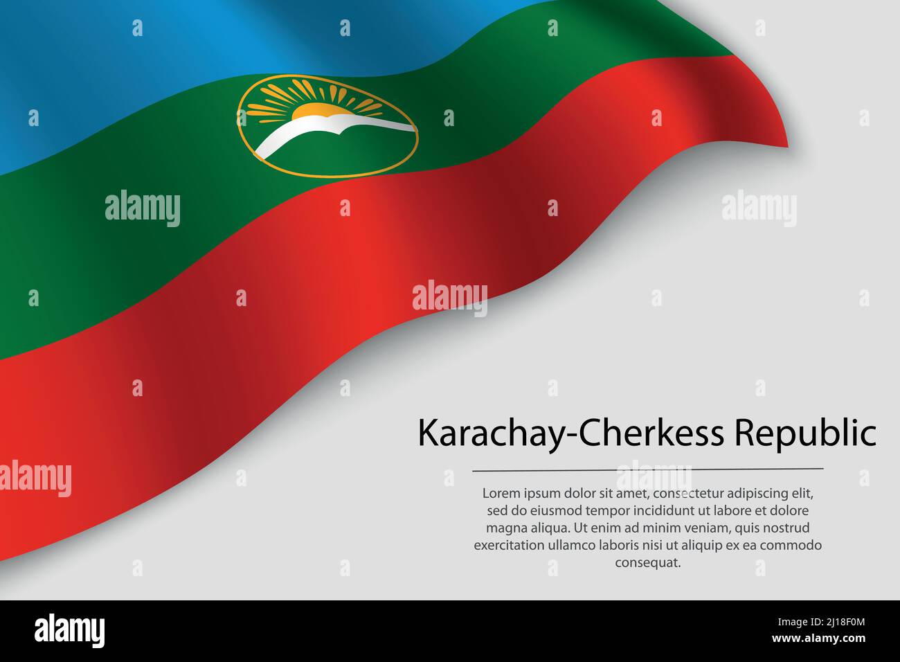 Wave flag of Karachay-Cherkess Republic is a region of Russia. Banner or ribbon vector template Stock Vector