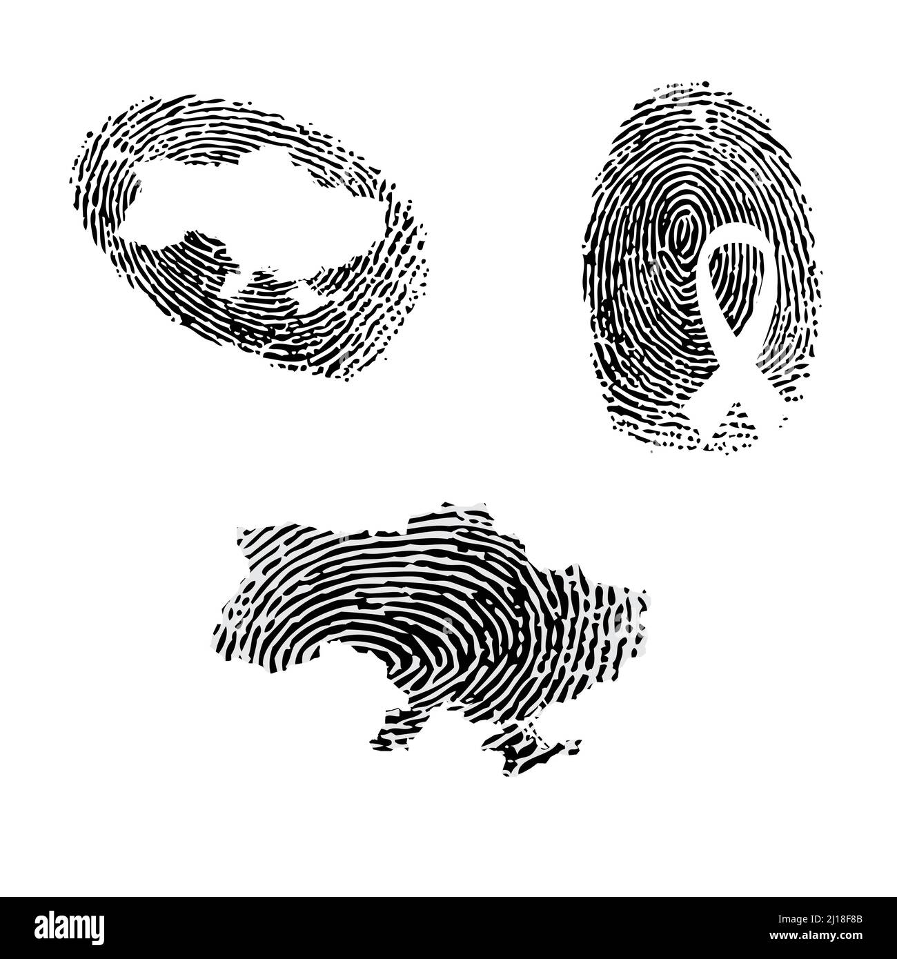 Fingerprint with Ukraine map silhouette Stock Vector