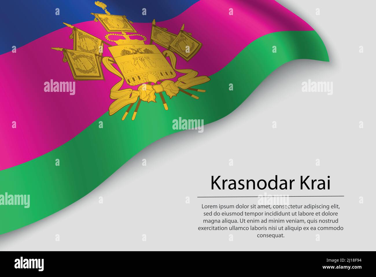 Wave flag of Krasnodar Krai is a region of Russia. Banner or ribbon vector template Stock Vector