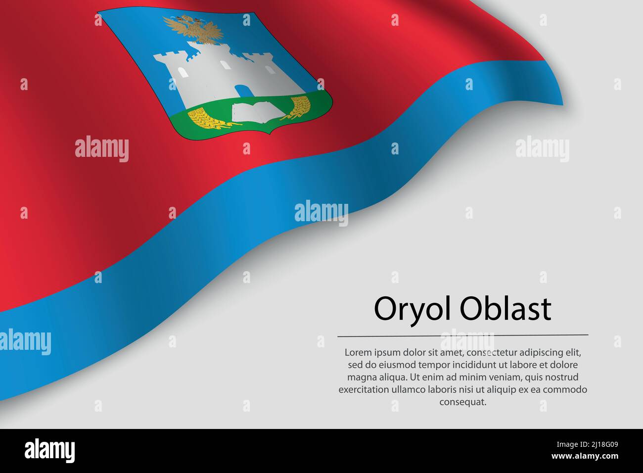 Wave flag of Oryol Oblast is a region of Russia. Banner or ribbon vector template Stock Vector