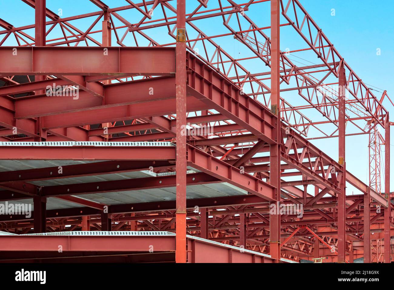 Steel structure industrial factory building, construction in progress