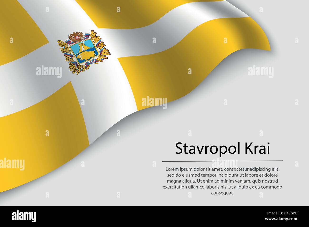 Wave flag of Stavropol Krai is a region of Russia. Banner or ribbon vector template Stock Vector