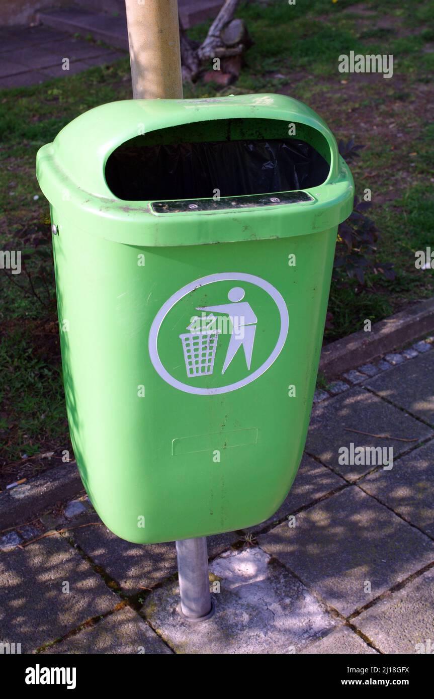 Wastebasket in public, symbolic im for keeping th city clean Stock