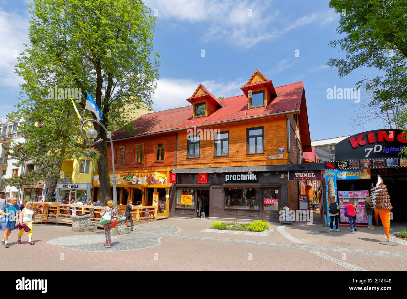 Zakopane, Poland - June 10, 2015: Residential house at Krupowki street, built of wood approx. 1890, listed in the municipal register of architectural Stock Photo