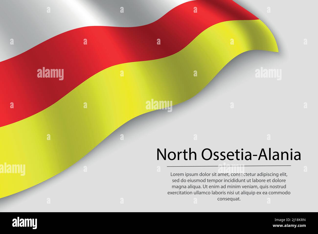 Wave flag of North Ossetia-Alania is a region of Russia. Banner or ribbon vector template Stock Vector