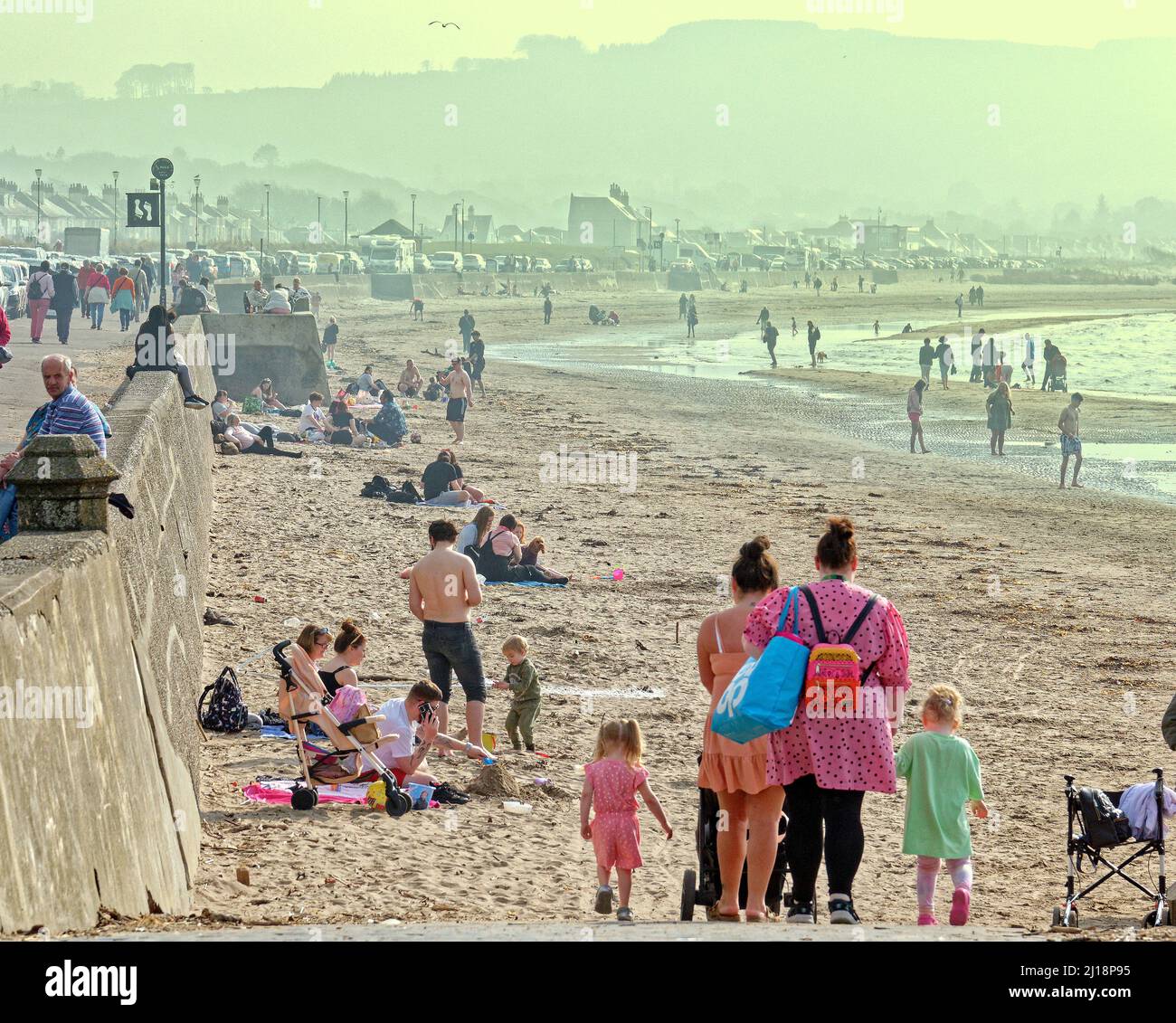 Ayr, Scotland, UK 23rd  March, 2022. UK  Weather: : Another Sunny day saw summer like weather with rising temperatures and a Sunny Ayr beach. Credit Gerard Ferry/Alamy Live News Stock Photo