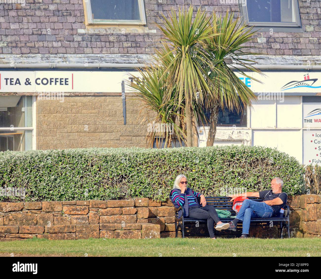 Ayr, Scotland, UK 23rd  March, 2022. UK  Weather: : Another Sunny day saw summer like weather with rising temperatures and a Sunny Ayr beach. . Credit Gerard Ferry/Alamy Live News Stock Photo