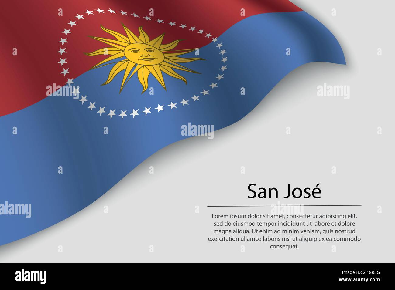 Wave flag of San José is a state of Uruguay. Banner or ribbon vector template Stock Vector