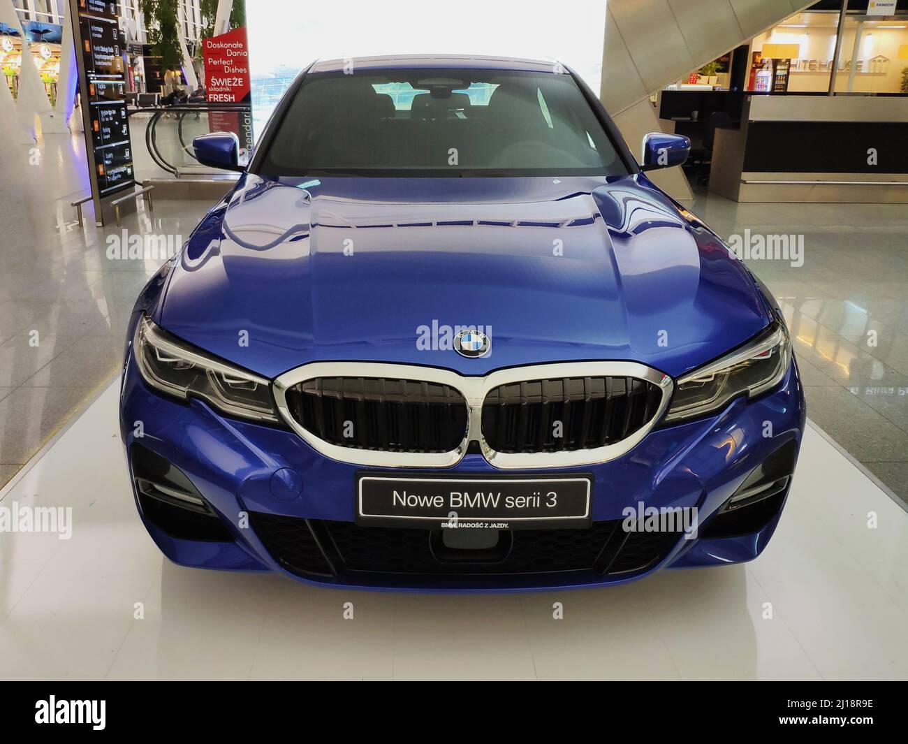 Wroclaw, Poland - Nov 15, 2019: BMW Serie 3 at display stand Stock Photo