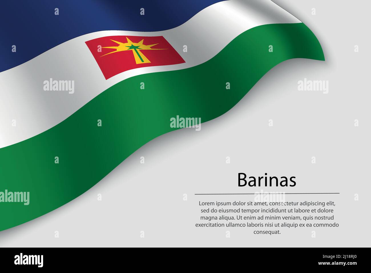 Wave flag of Barinas is a state of Venezuela. Banner or ribbon vector template Stock Vector