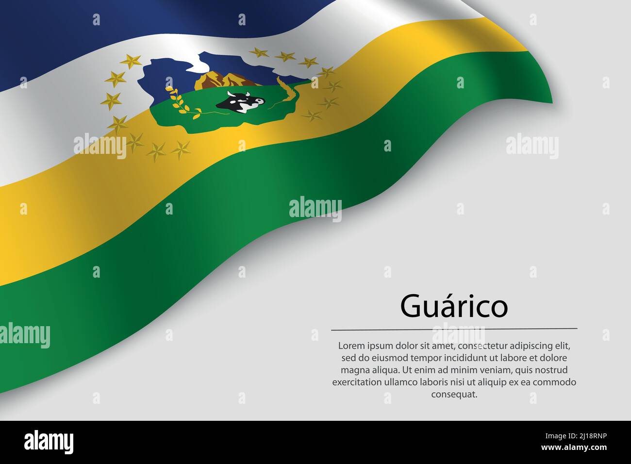 Wave flag of Guárico is a state of Venezuela. Banner or ribbon vector template Stock Vector