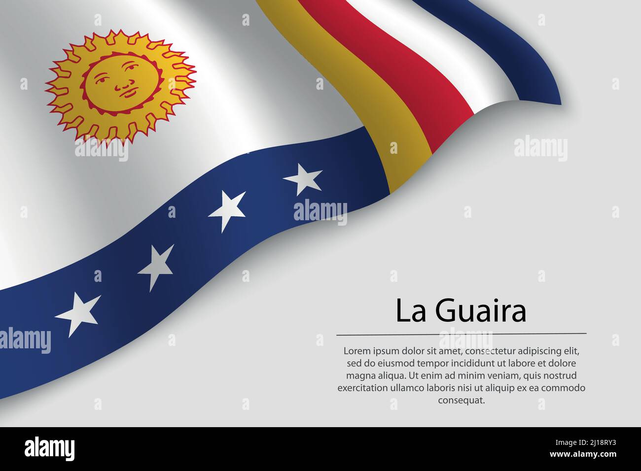 Wave flag of La Guaira is a state of Venezuela. Banner or ribbon vector template Stock Vector