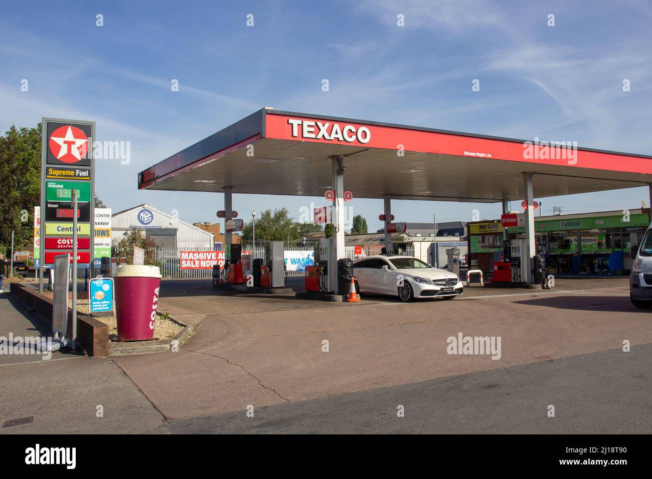 EXETER, DEVON, UK SEPTEMBER 21, 2021 Texaco petrol station, Trusham