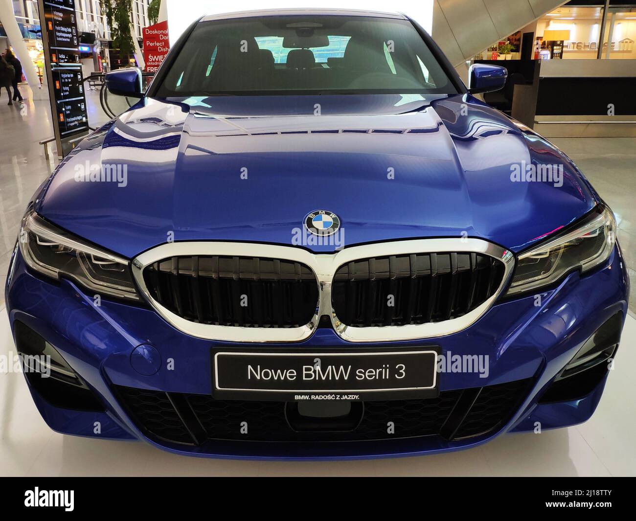 Wroclaw, Poland - Nov 15, 2019: BMW Serie 3 at display stand Stock Photo
