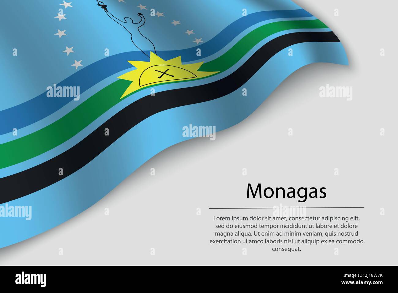 Wave flag of Monagas is a state of Venezuela. Banner or ribbon vector template Stock Vector