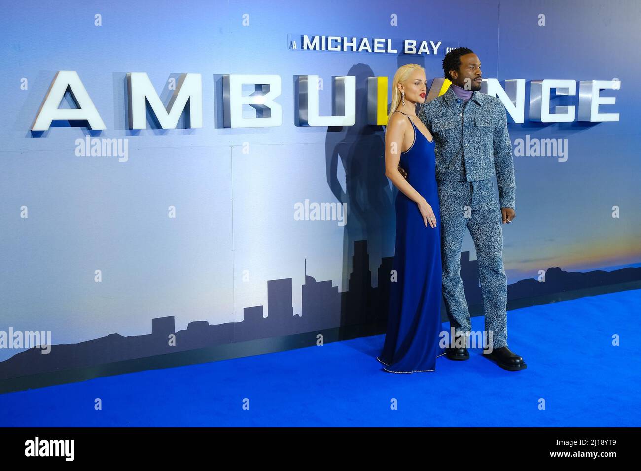 London, UK. 23rd Mar, 2022. Eiza González and Yahya Abdul-Mateen II arrives at the Special Screening of Ambulance on Wednesday, Mar. 23, 2022 at the Odeon Leicester Square Credit: Julie Edwards/Alamy Live News Stock Photo