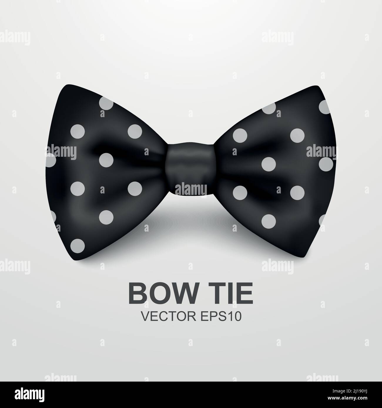 Vector 3d Realistic Polka Dot Black Bow Tie Icon Closeup Isolated on ...