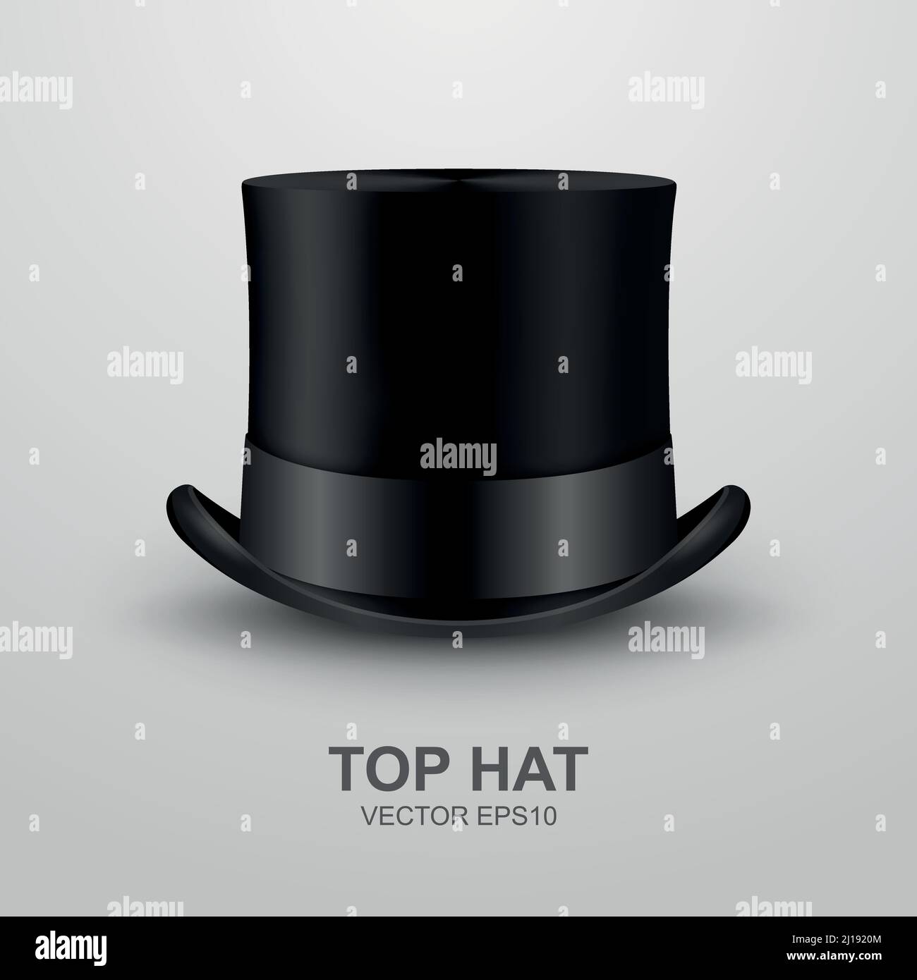 Vector 3d Realistic Retro, Vintage Black Top Hat Icon Closeup Isolated on White Background. Design Template of Top Hat, Mockup. Gentlemans Hat Icon Stock Vector