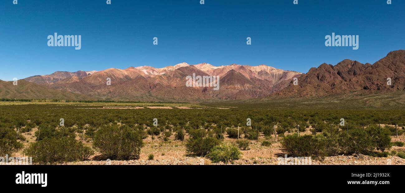 Multicolored mountains in El Leoncito natural reserve, in the province of San Juan, Argentina. Stock Photo