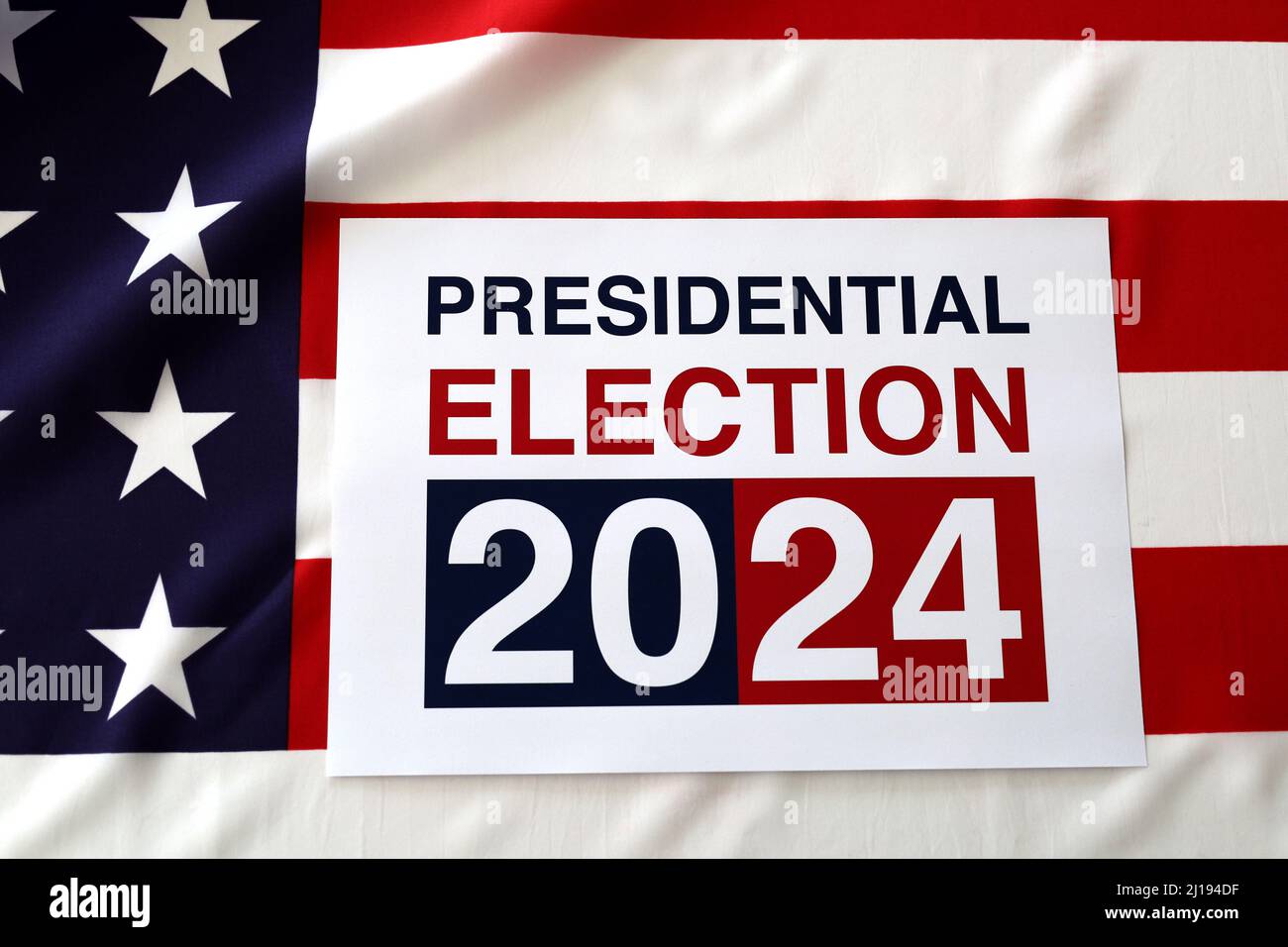 Presidential Election 2024 Written Over Waving American Flag Stock