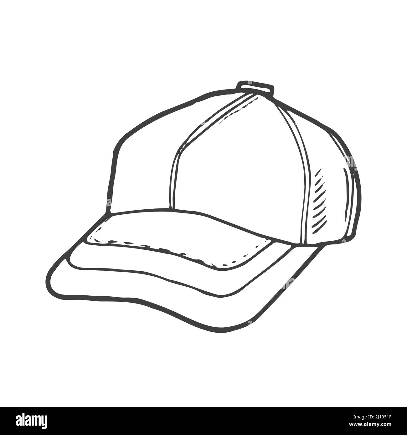 Baseball cap Doodle Illustration Vector Icon. Stock Vector