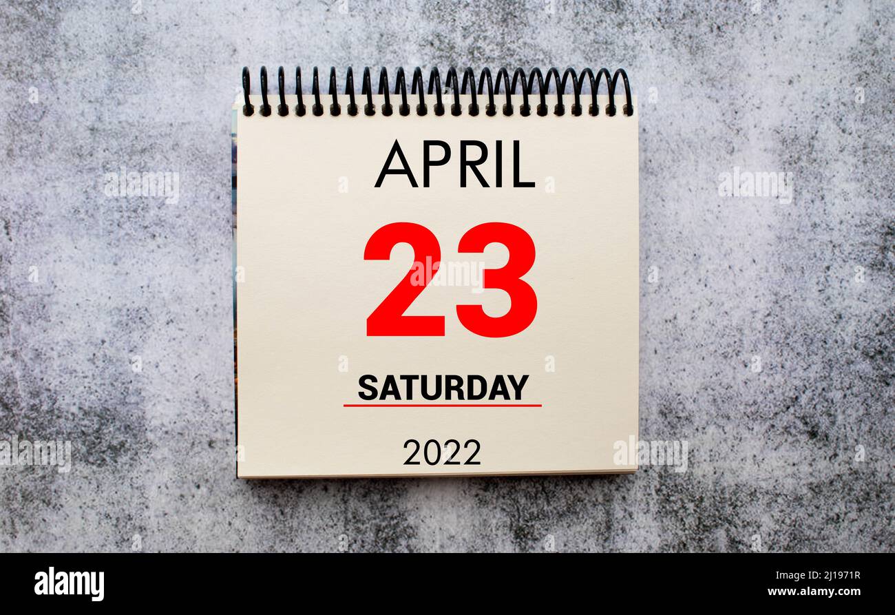April 23. 23th day of month, calendar date. Stand for desktop calendar