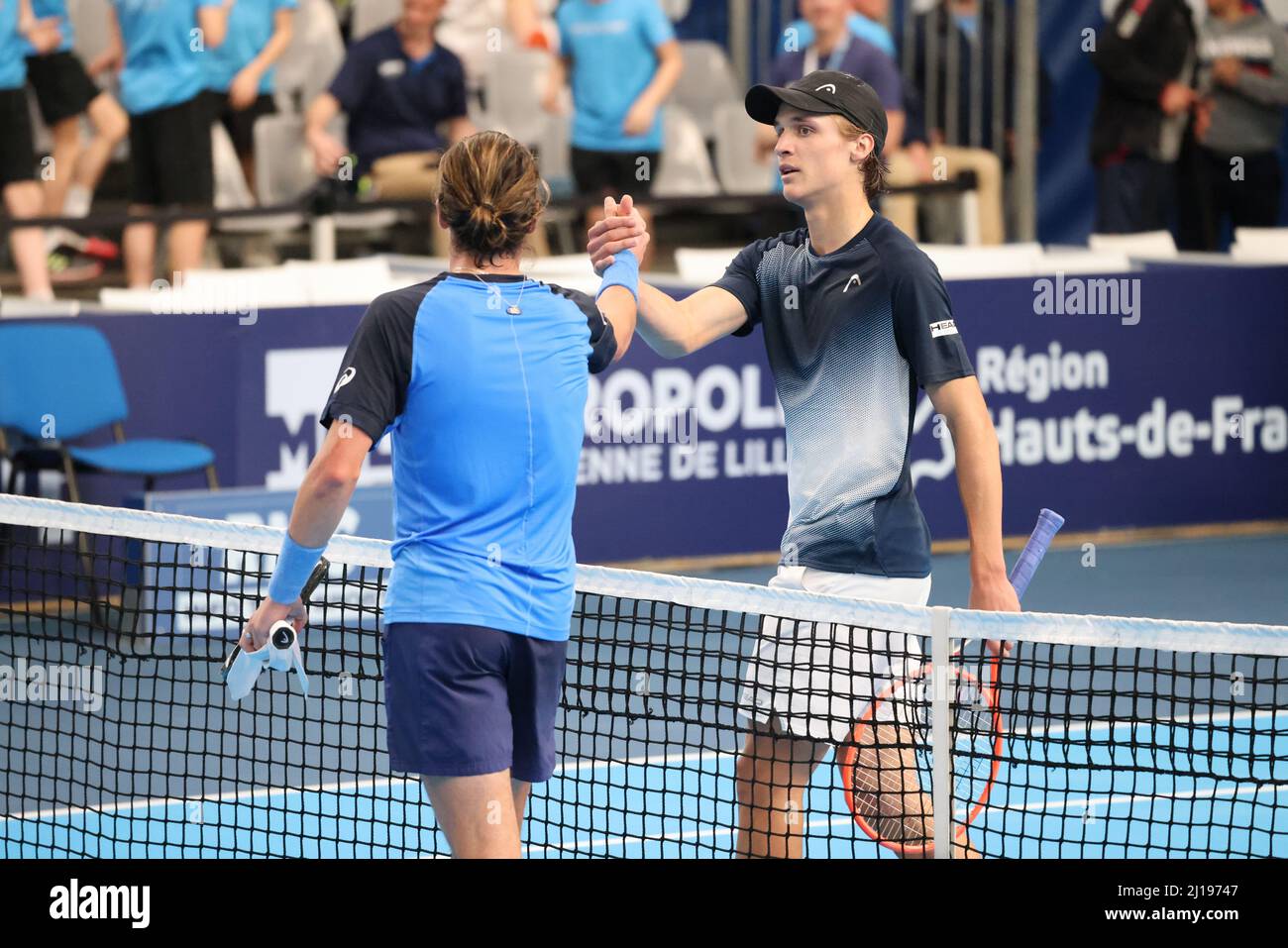 Jonas Forejtek and Geoffrey Blancaneaux during the Play In Challenger 2022,  ATP Challenger Tour tennis tournament on March 23, 2022 at Tennis Club  Lillois Lille Metropole in Lille, France - Photo: Laurent