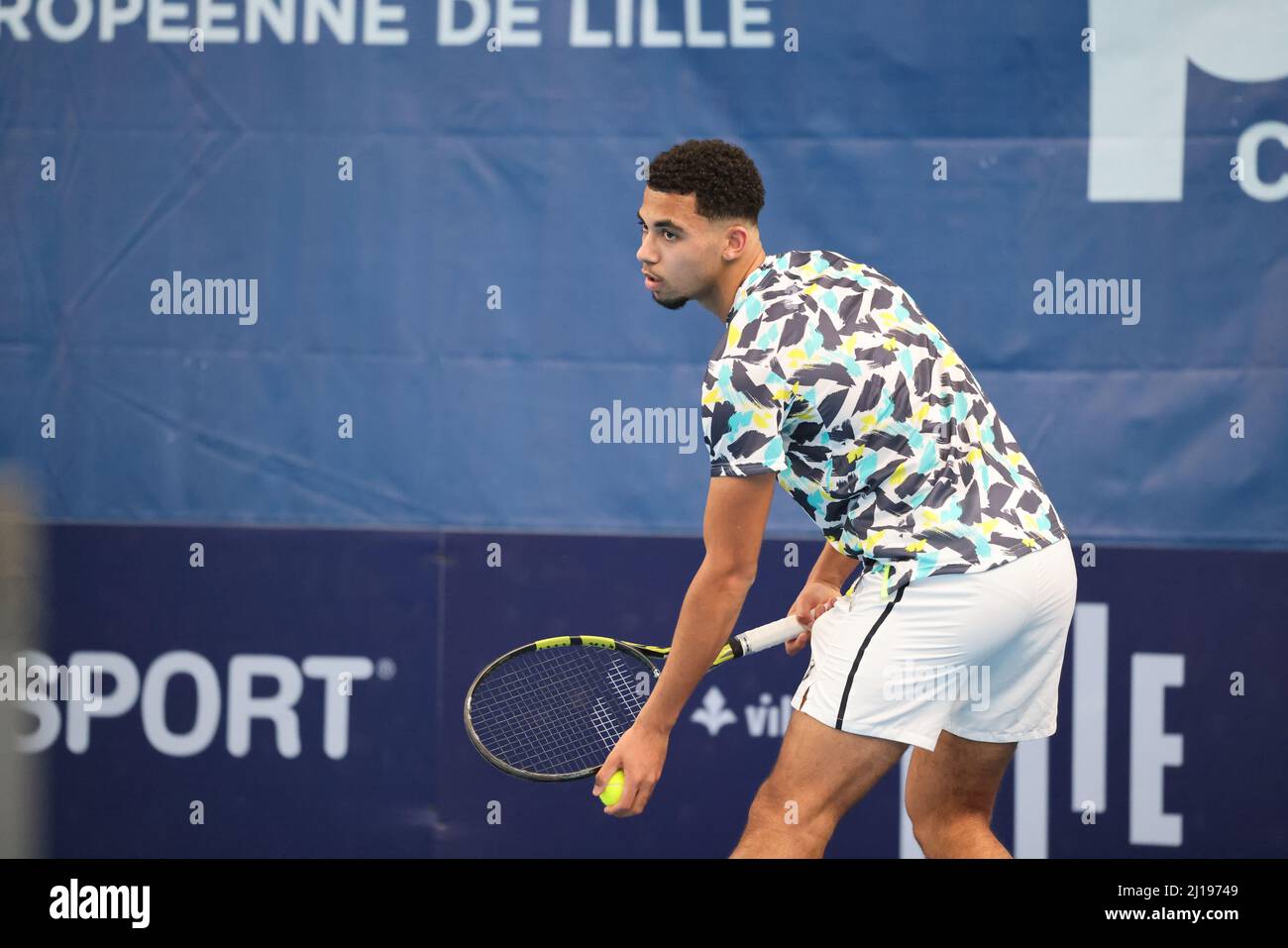 Lille, France. 23rd Mar, 2022. Arthur Fils during the Play In Challenger  2022, ATP Challenger Tour tennis tournament on March 23, 2022 at Tennis  Club Lillois Lille Metropole in Lille, France -