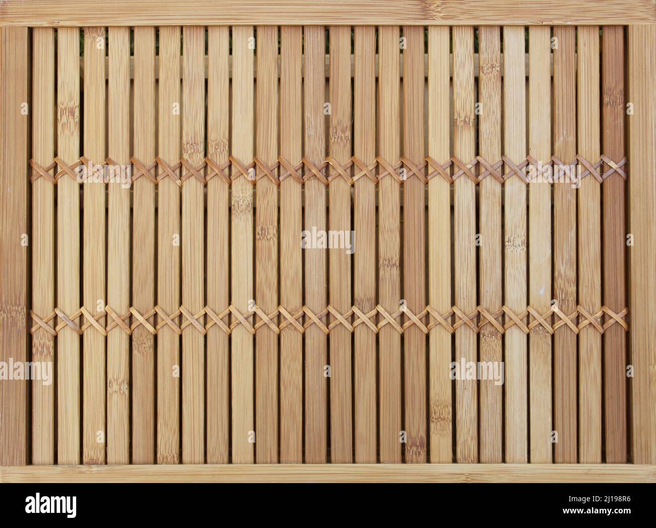 Bamboo Wall Panel or Fence Section Background Close up Stock Photo