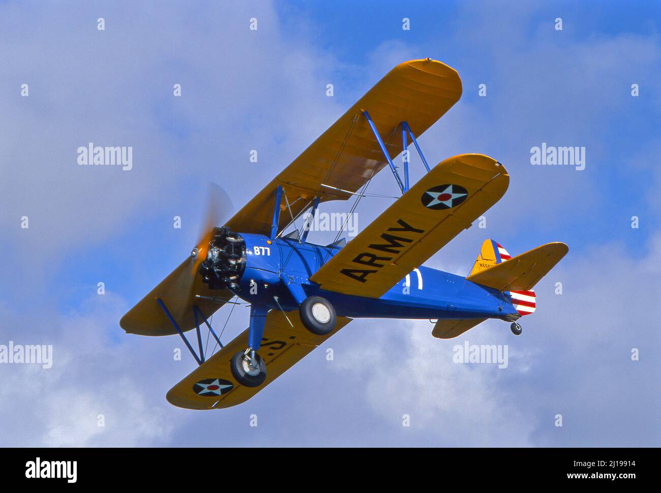 Boeing -Stearman Model 75, Pt-17 WWII Pilot trainer airplane. Stock Photo