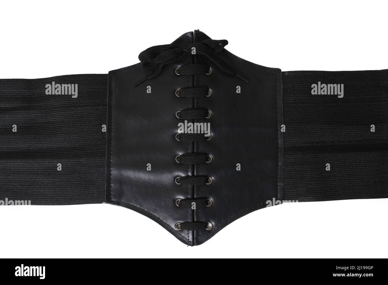 Black Corset Belt Isolated on White Background Stock Photo