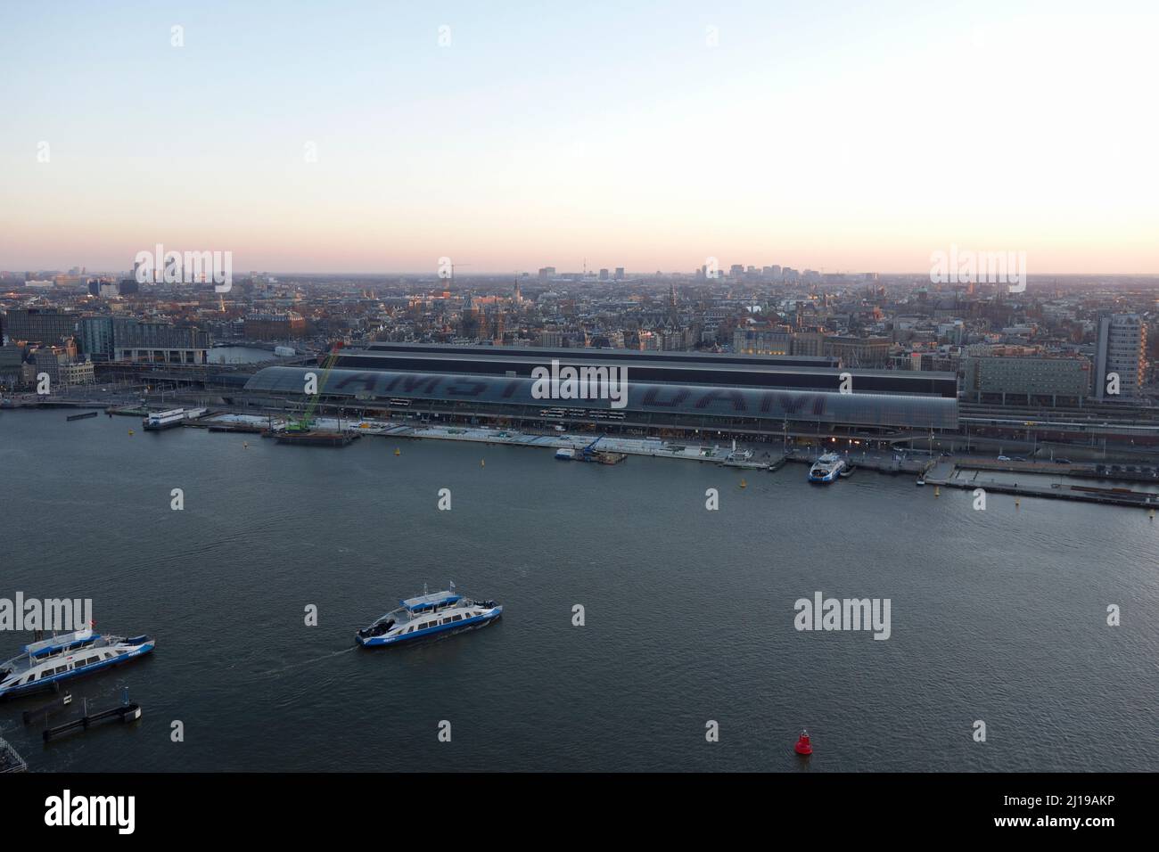 Aerial view from the observation deck of  Amsterdam Tower also known as the Lookout. Stock Photo