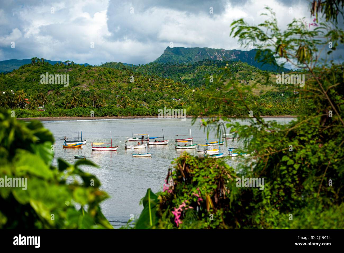 Beautiful El Yunque, Table Mountain, near Guantanamo (Cuba) in the town of Baracoa, Cuba. Stock Photo