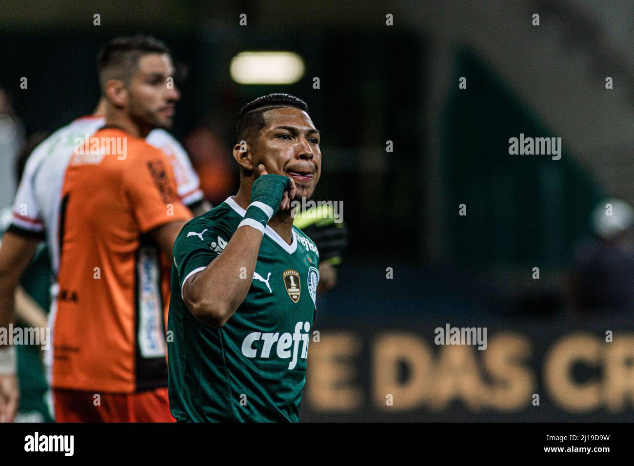 Sao Paulo, Brazil. 23rd Mar, 2022. SP - Sao Paulo - 03/23/2022 - PAULISTA  2022, PALMEIRAS X ITUANO - Rony, a Palmeiras player, celebrates his goal  with players from his team during