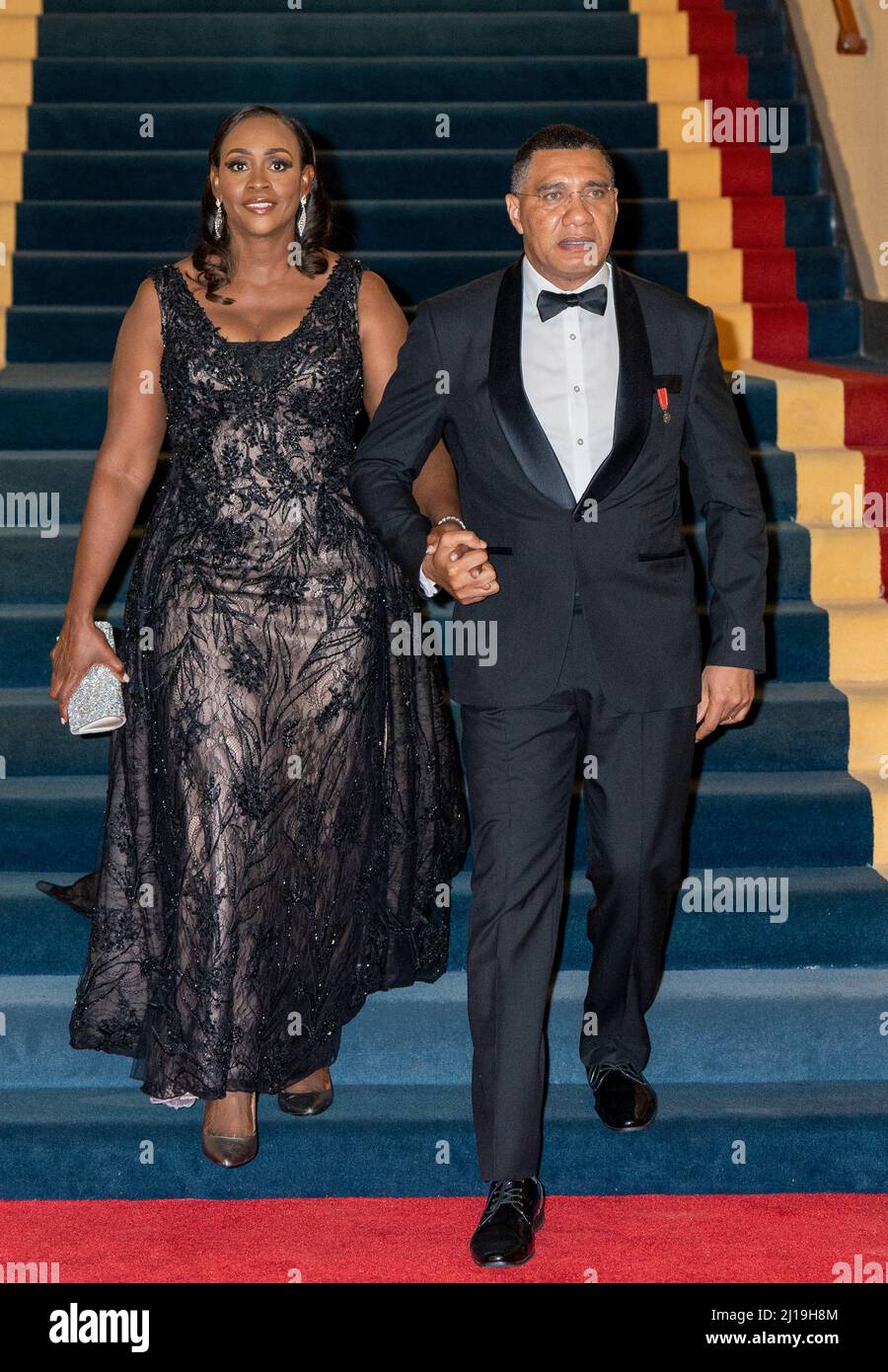 The Prime Minister of Jamaica Andrew Holness and his wife Juliet attend