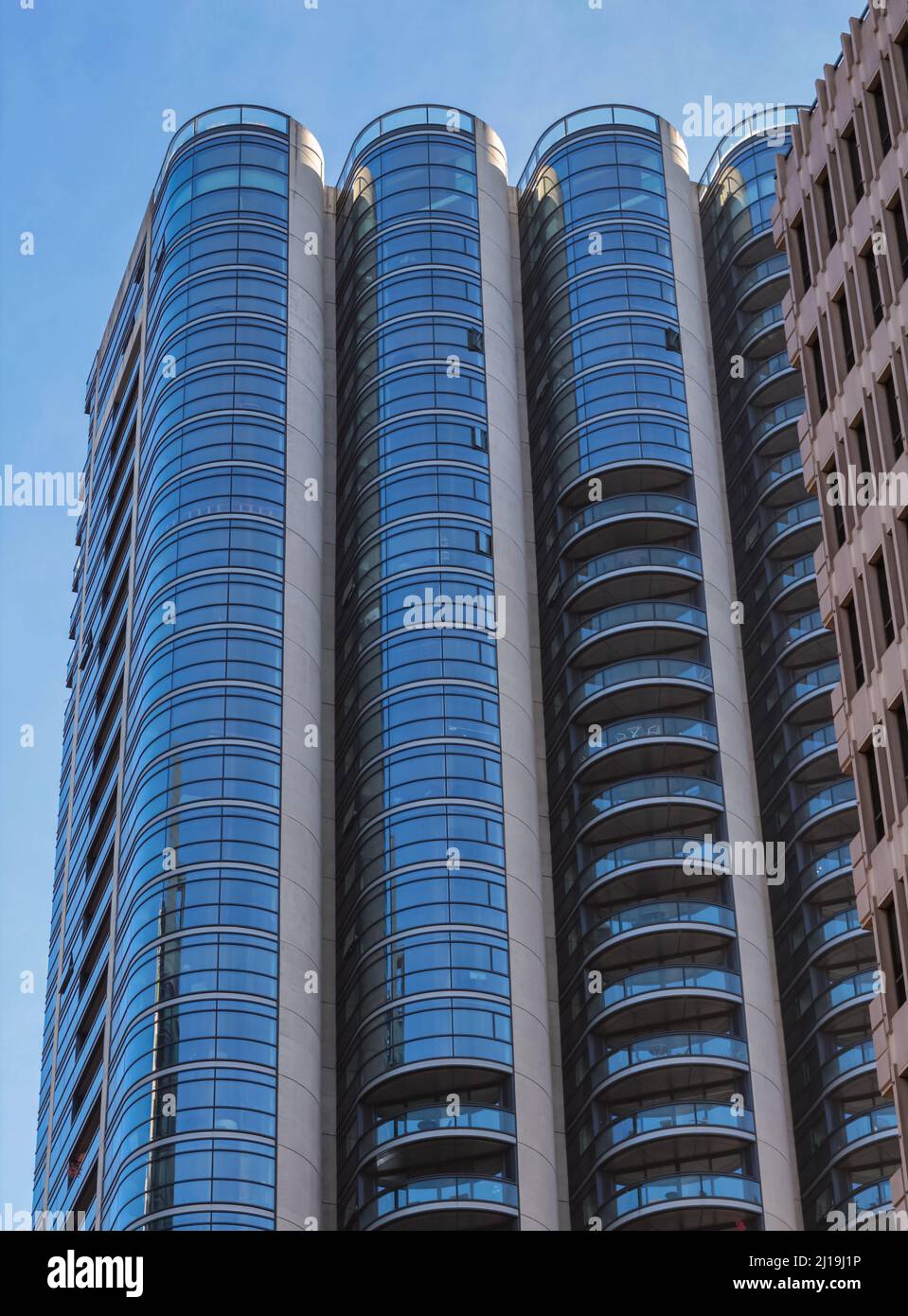 Facade detail of a modern high-rise apartment building. Abstract ...
