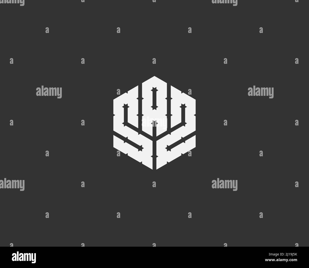 hexagonal geometric letter S A S vector logo design illustration Stock ...