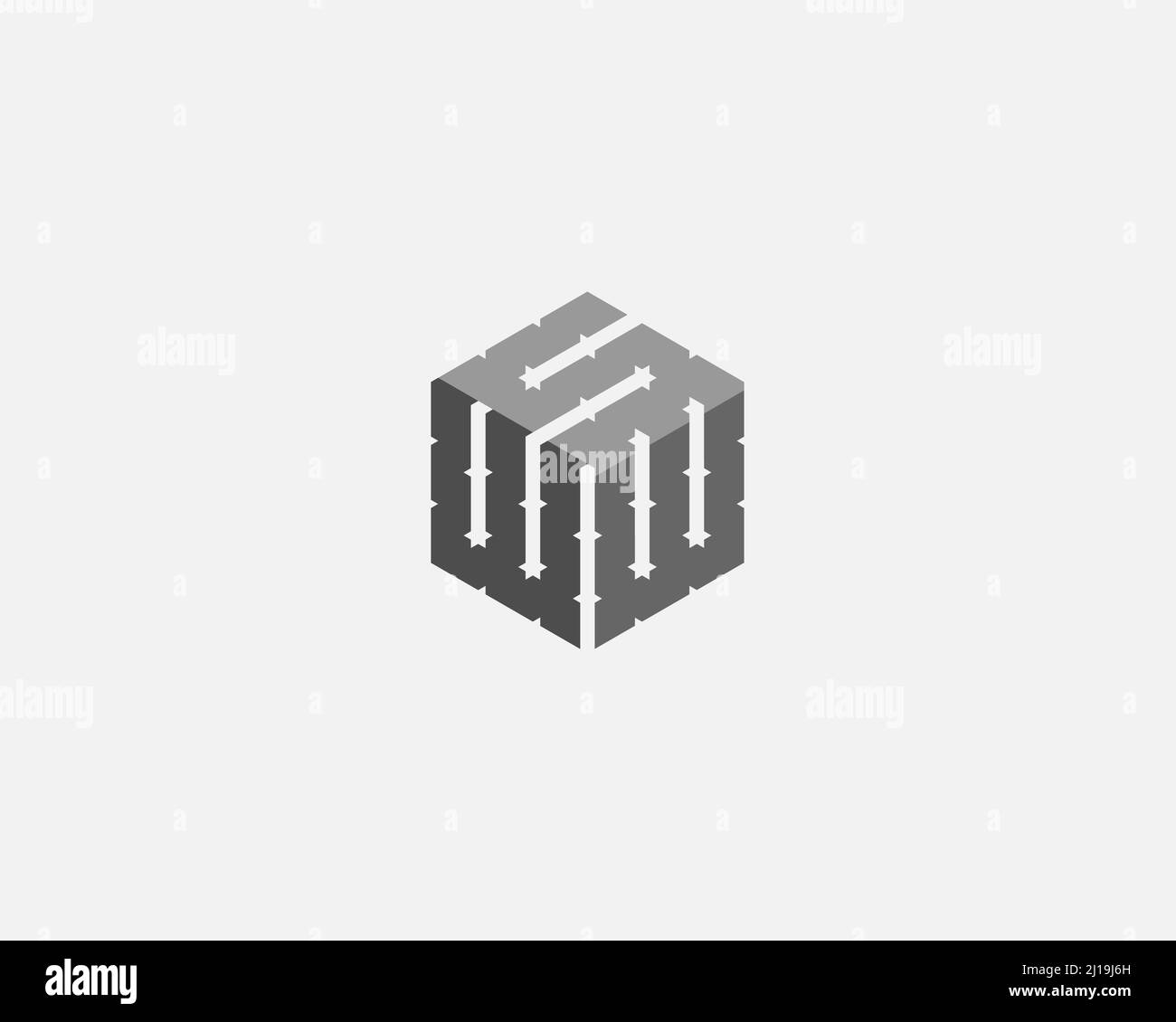 hexagonal geometric letter S W W vector logo design illustration Stock ...
