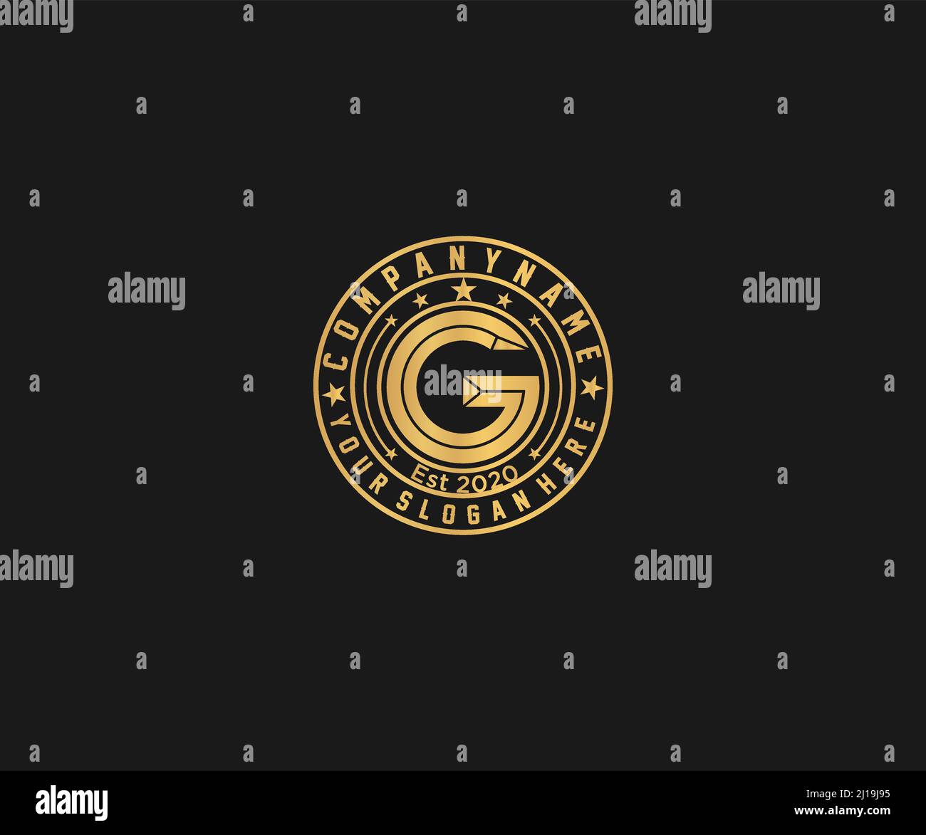 golden vintage logo design with letter G vector logo design ...