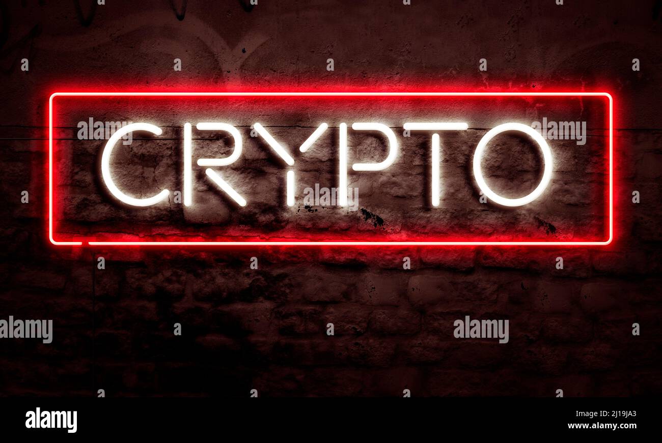 Crypto Decentralized Digital Currency Neon Graphic Stock Photo
