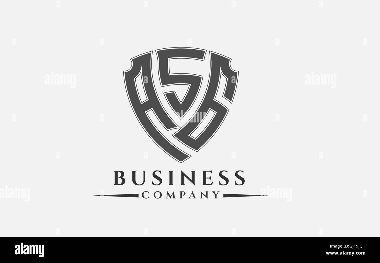 Premium Monogram Shield Letter A S G Initials Logo Elegant Shield