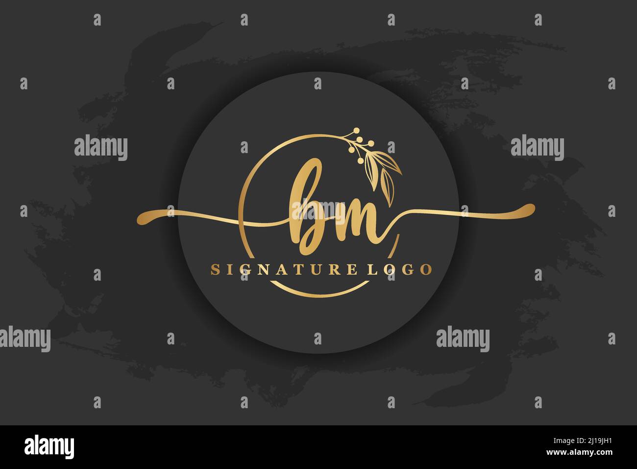 golden signature logo for initial letterLetter bm. Handwriting vector ...
