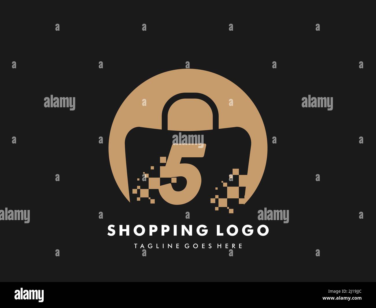 vector shopping bag isolated circle with number 5, Fast Shopping icon , Creative Fast Shop, Creative Fast Shopping logo templates. Stock Vector