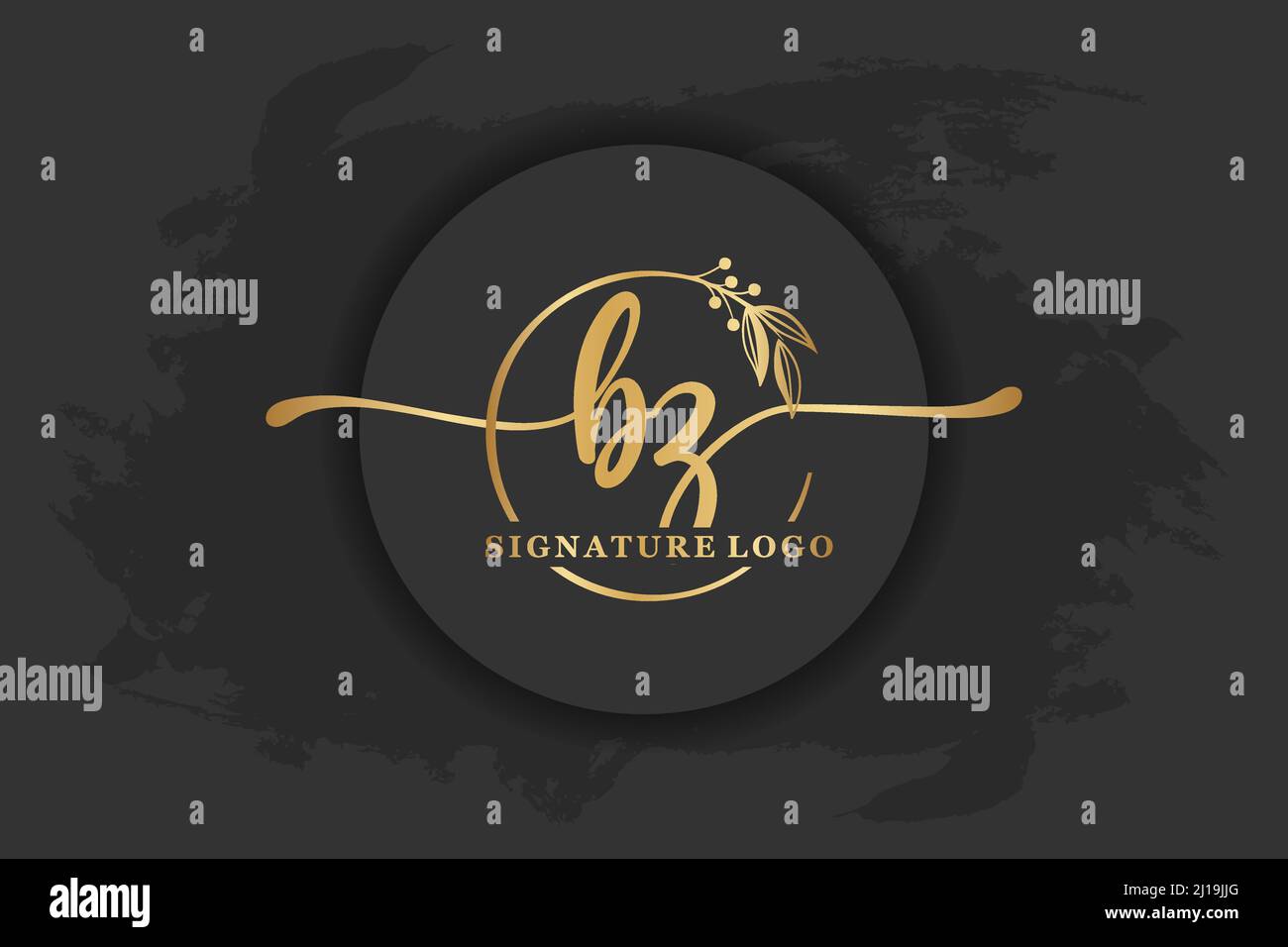 golden signature logo for initial letterLetter bz. Handwriting vector ...