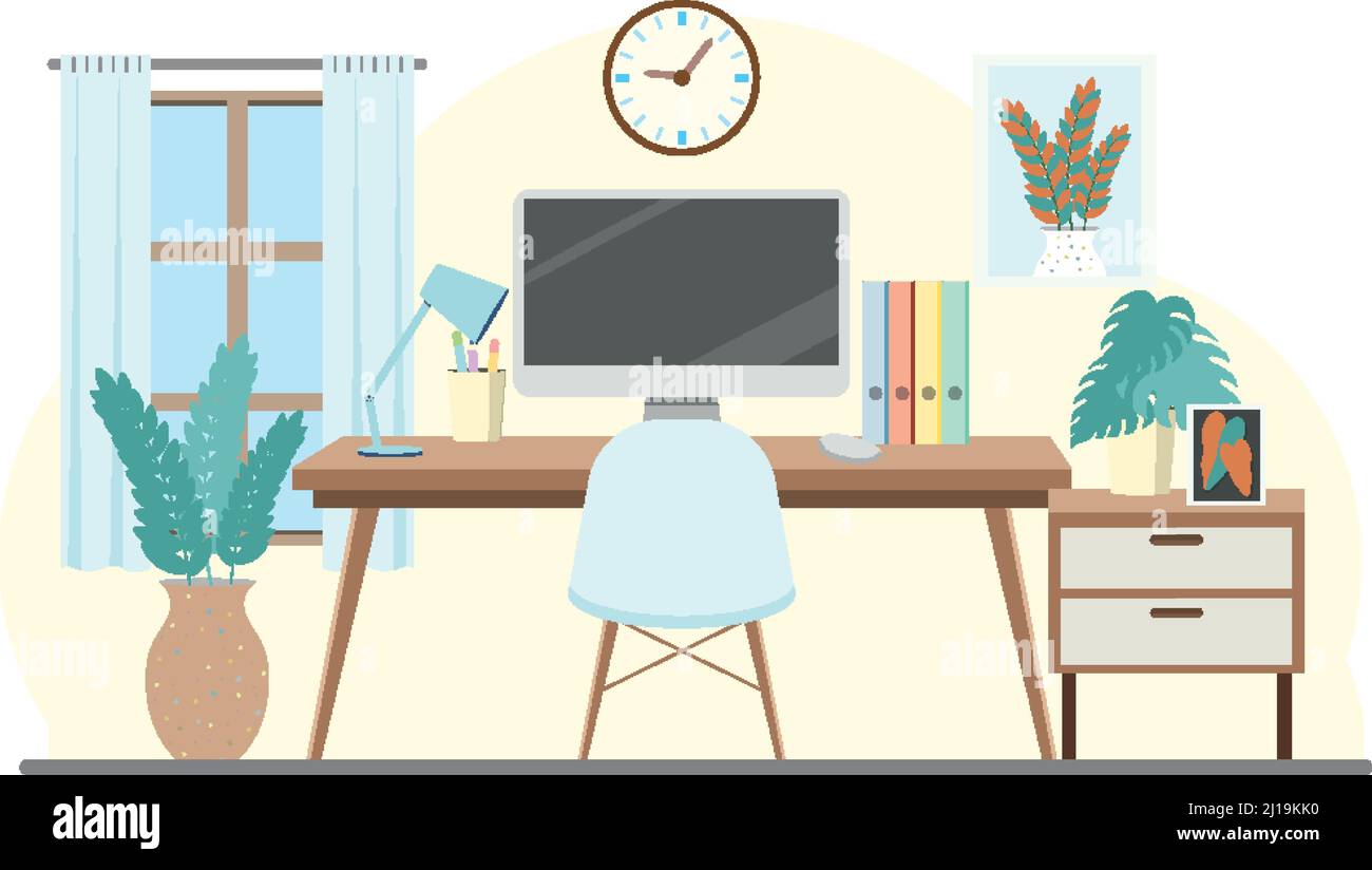 Workroom interior concept in flat design illustration Stock Vector ...